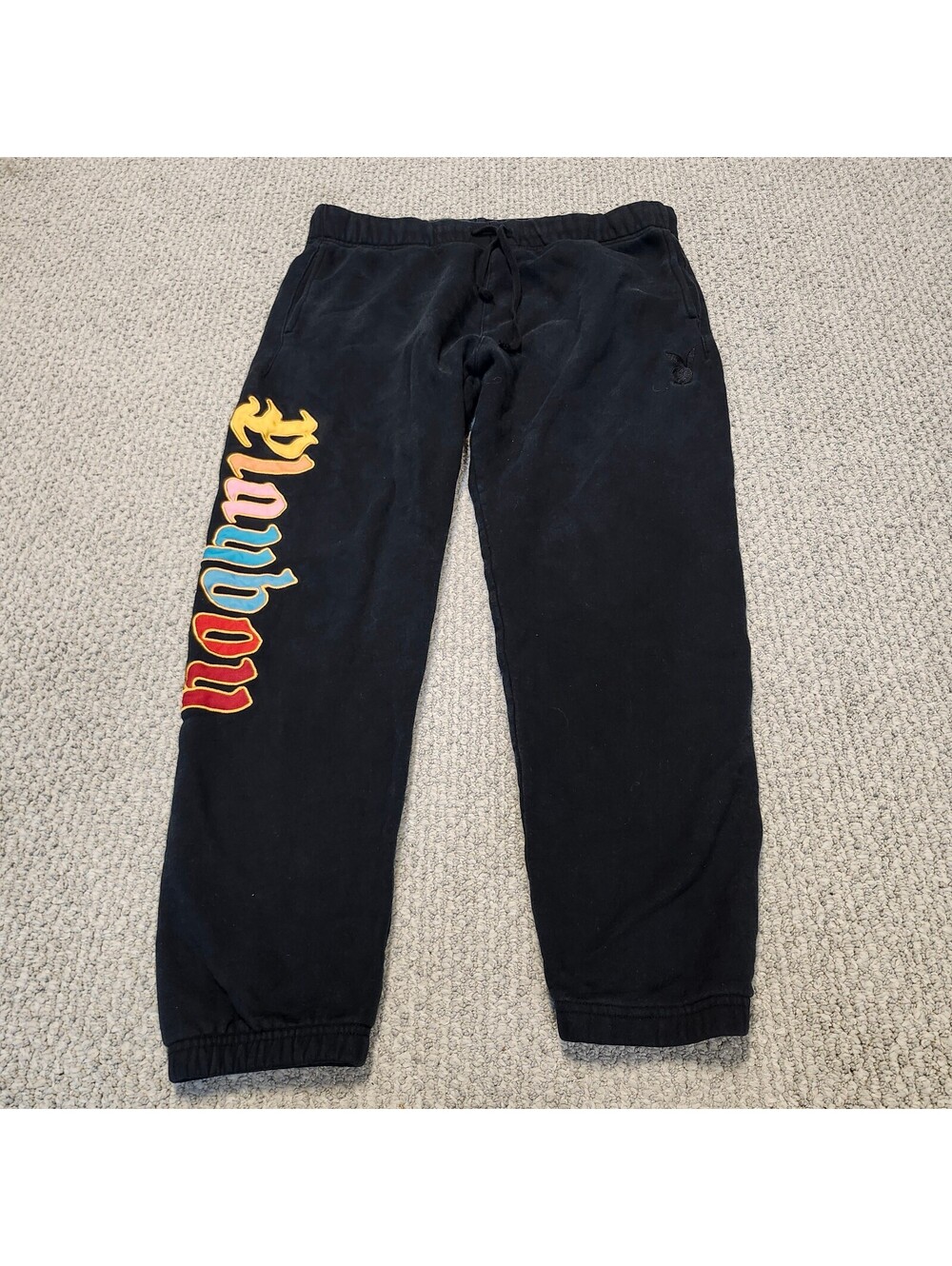 Playboy Black Sweatpants with Colorful Logo Print Size Large